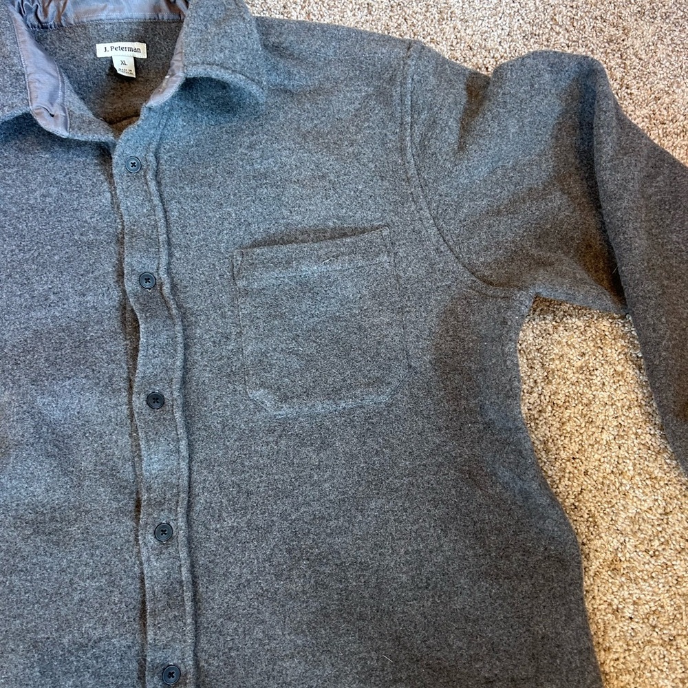 J. Peterman Wool and Cashmere Blend Button Down Grey Shirt. Thick. Outdoor. XL - Picture 2 of 11